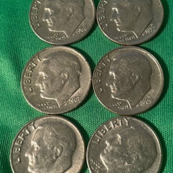 Lot of (6)Sue Roosevelt Dimes. 1967/68/69/70/71/72 #205925375675 - Picture 1 of 5